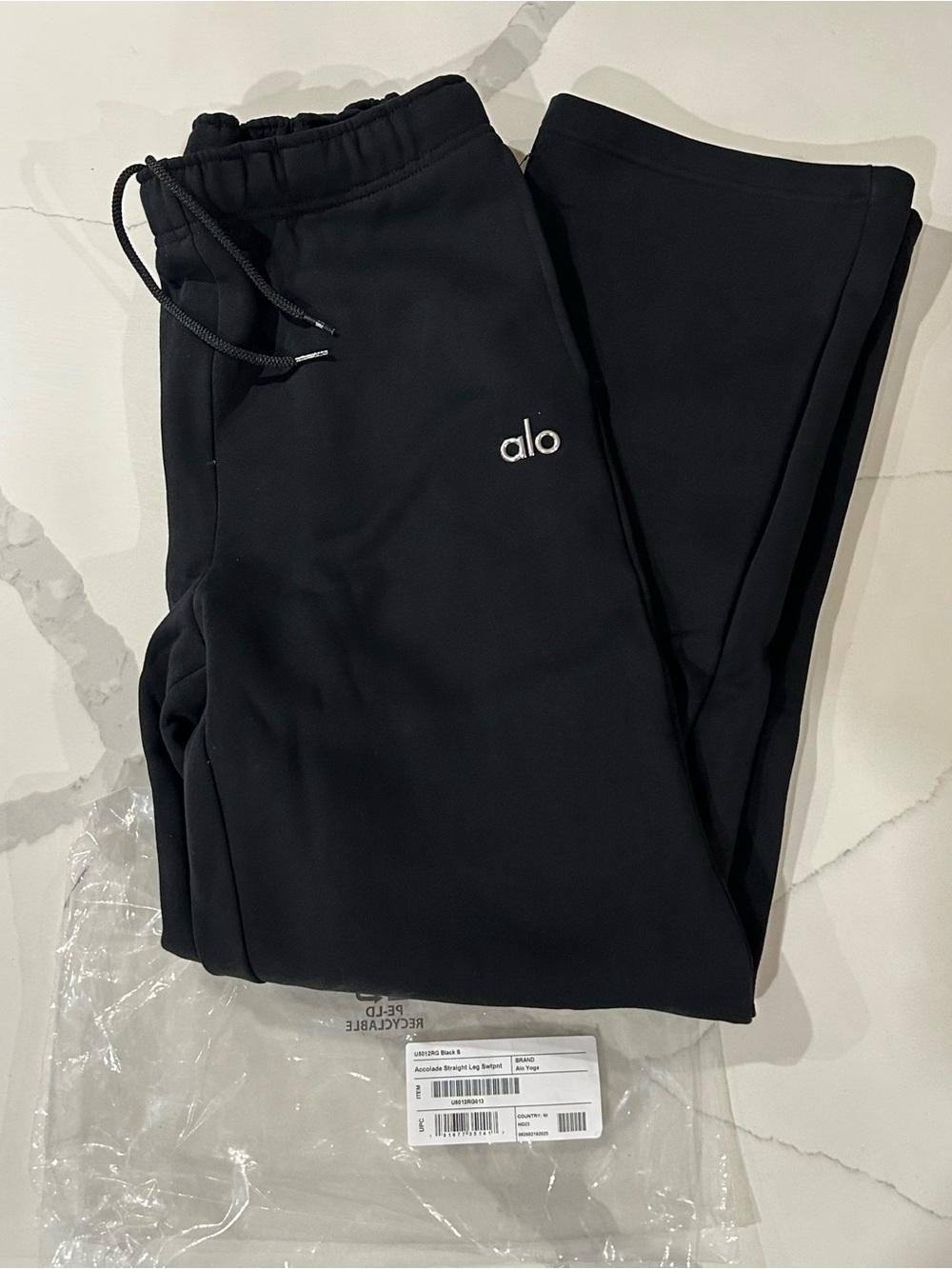 ALO Yoga Men's Black Jogger Sweatpants with Drawcord